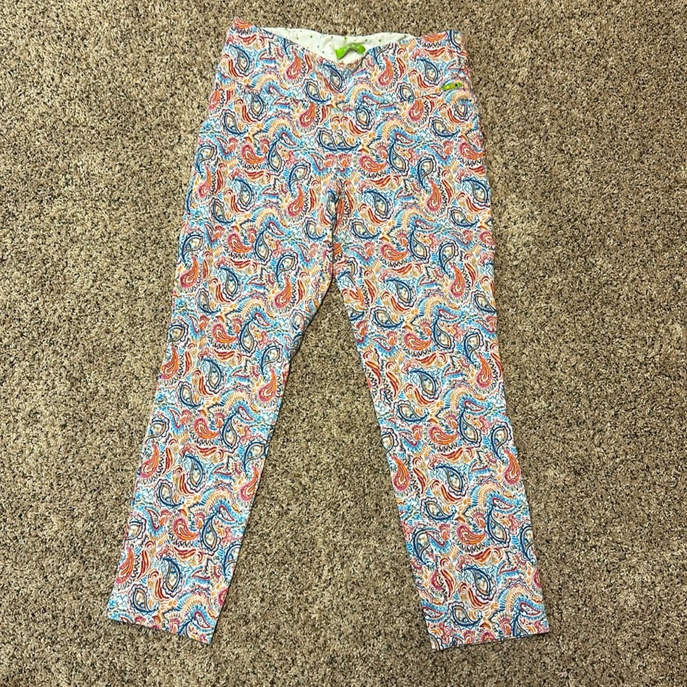 Swing Control Paisley Print Golf Pants Ankle Cropped Colorful Size 12